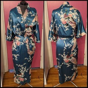 Old Shanghai Robe in Blue Floral Peacock